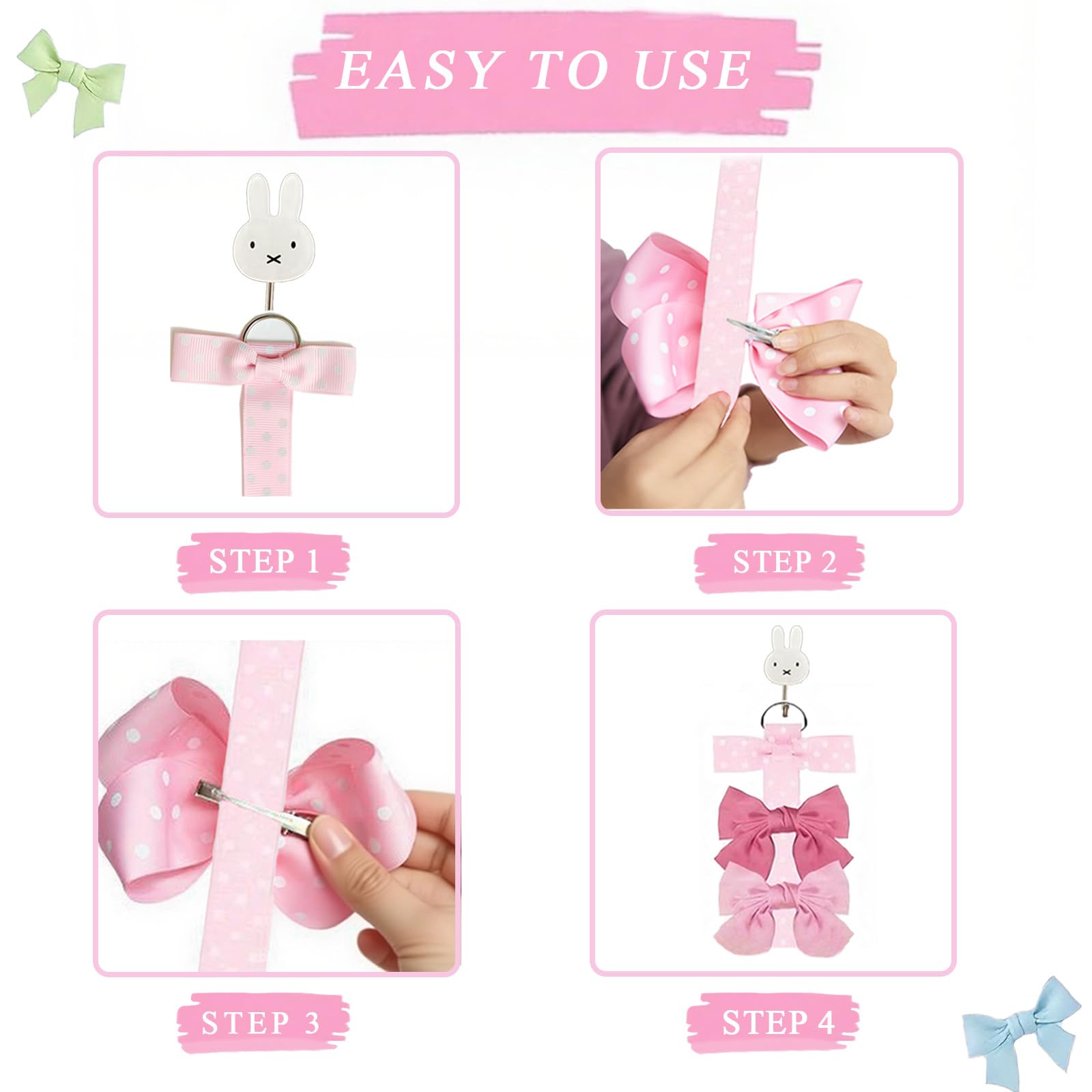 TZHEK premium cotton ribbon bow holder with soft grip surface