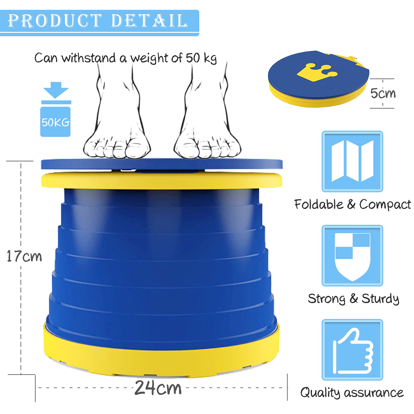 TZONOT portable potty seat blue-folded compact design for easy storage.