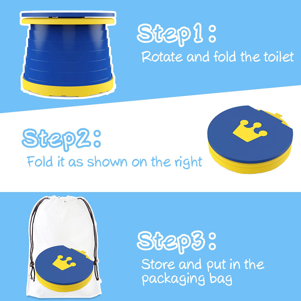 TZONOT portable potty seat blue-standing-size demonstrates compact dimensions for versatile spaces.