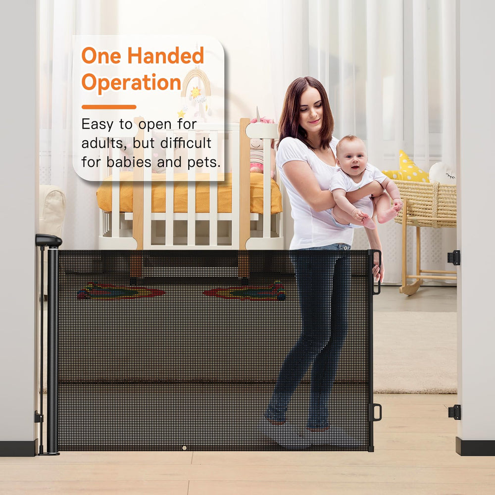 Uamector baby-pet gate in-use demonstrates quick deployment at entryways.