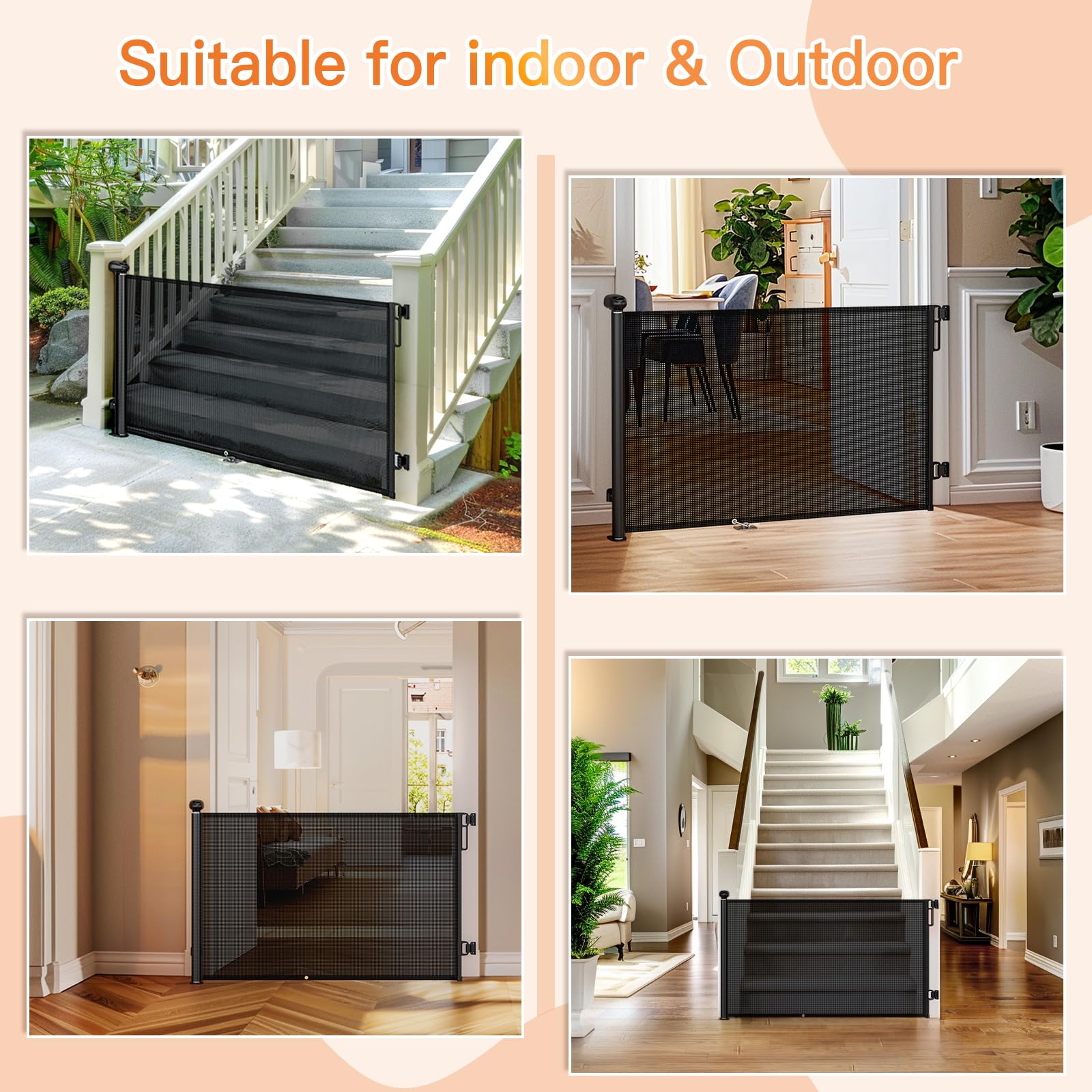 Uamector doorway-stair safety gate features a reliable locking mechanism for busy homes.