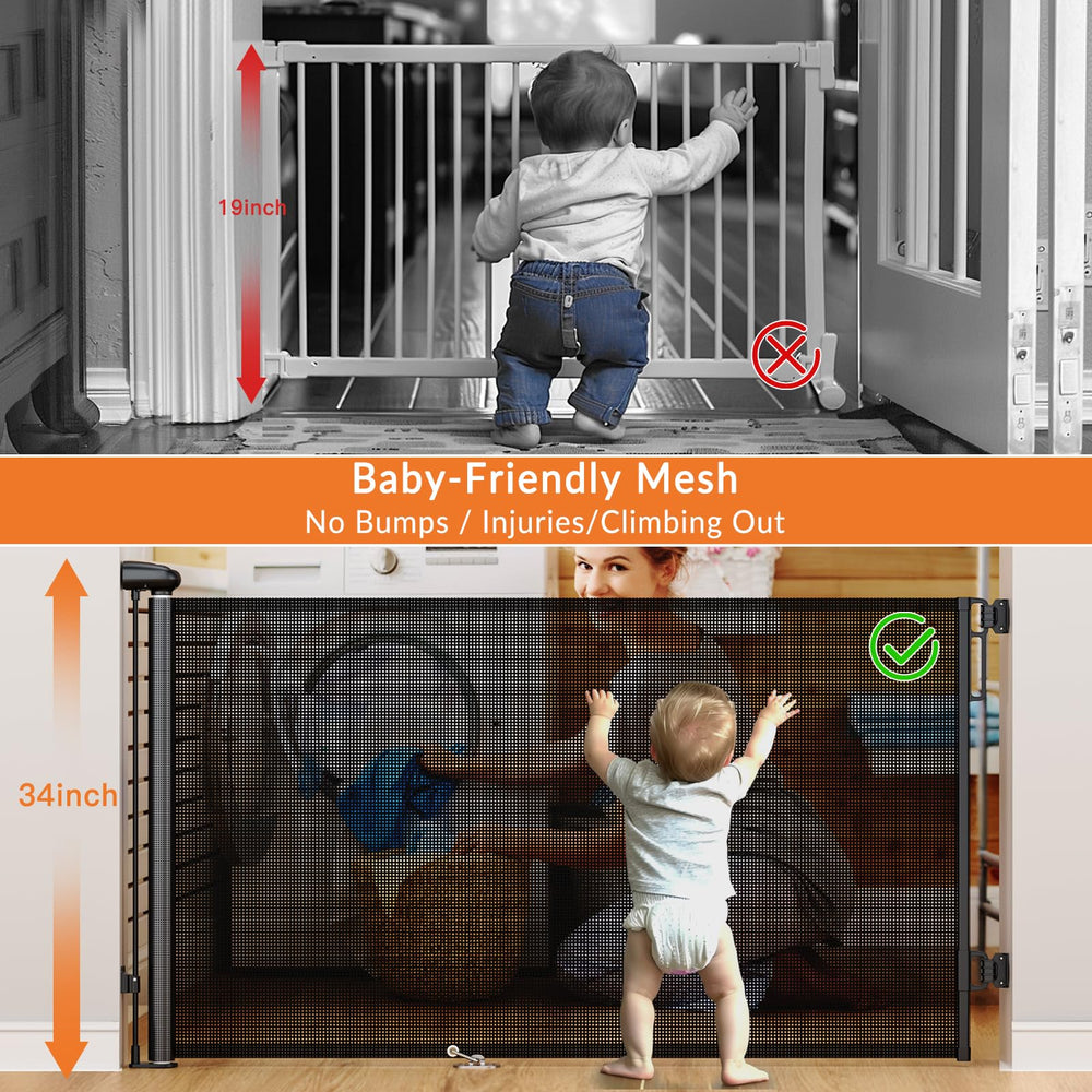 Uamector one-handed-operation gate enables easy access while holding a child or pet.