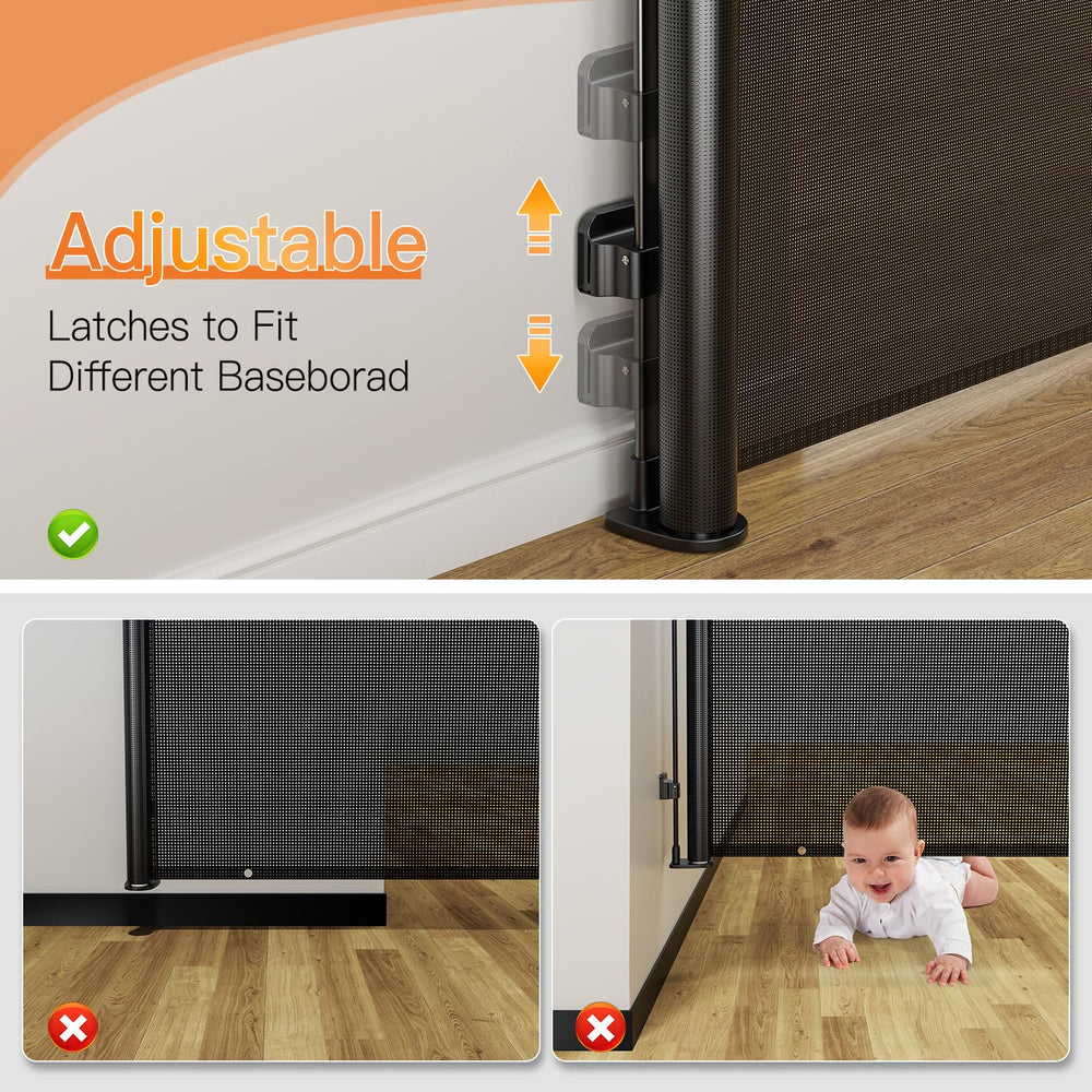 Uamector roll-up-storage compact gate saves space when not in use.