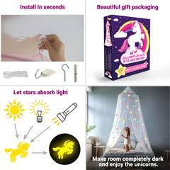 UB-STORE glow unicorns on netting provide kid-friendly night light