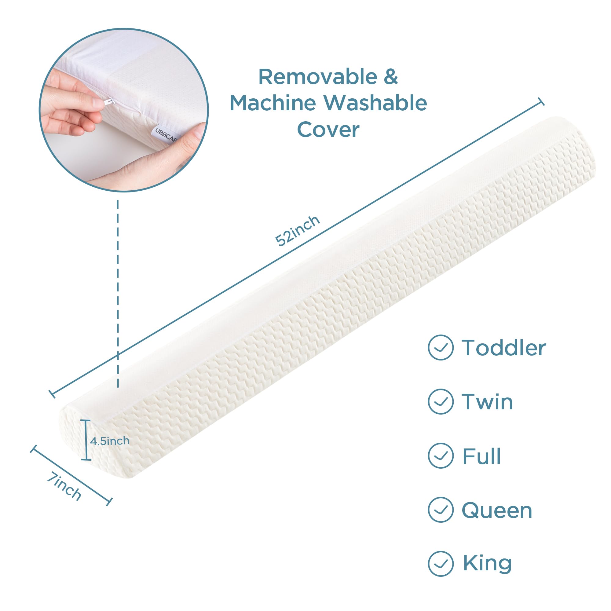 UBBCare memory foam rail close-up shows plush cushioning for cozy sleep.