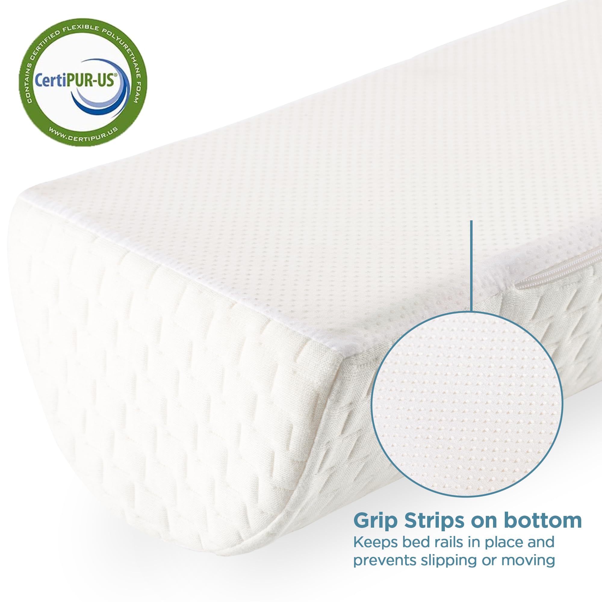 UBBCare foam bed rails on a large bed demonstrate wide edge protection for restless sleepers.