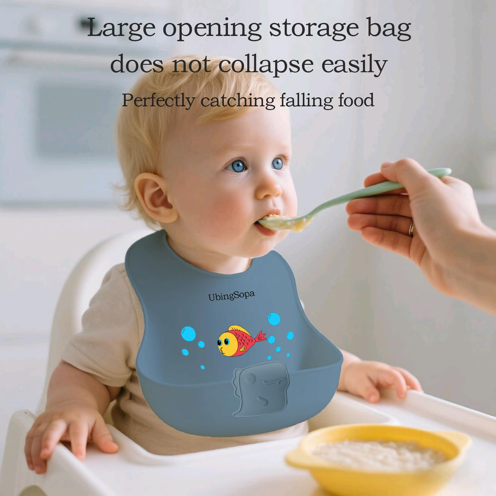 UBINGSOPA silicone baby bib color-patterns showcases playful styles to suit mealtime moments.