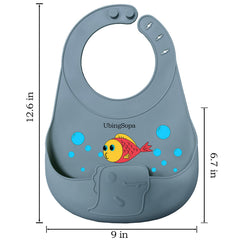 UBINGSOPA silicone baby bib roll-up-and-go demonstrates portable, compact design for meals away from home.