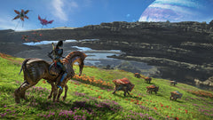 Ubisoft Avatar: Frontiers of Pandora gameplay screenshot showing lush jungle lands for exploration