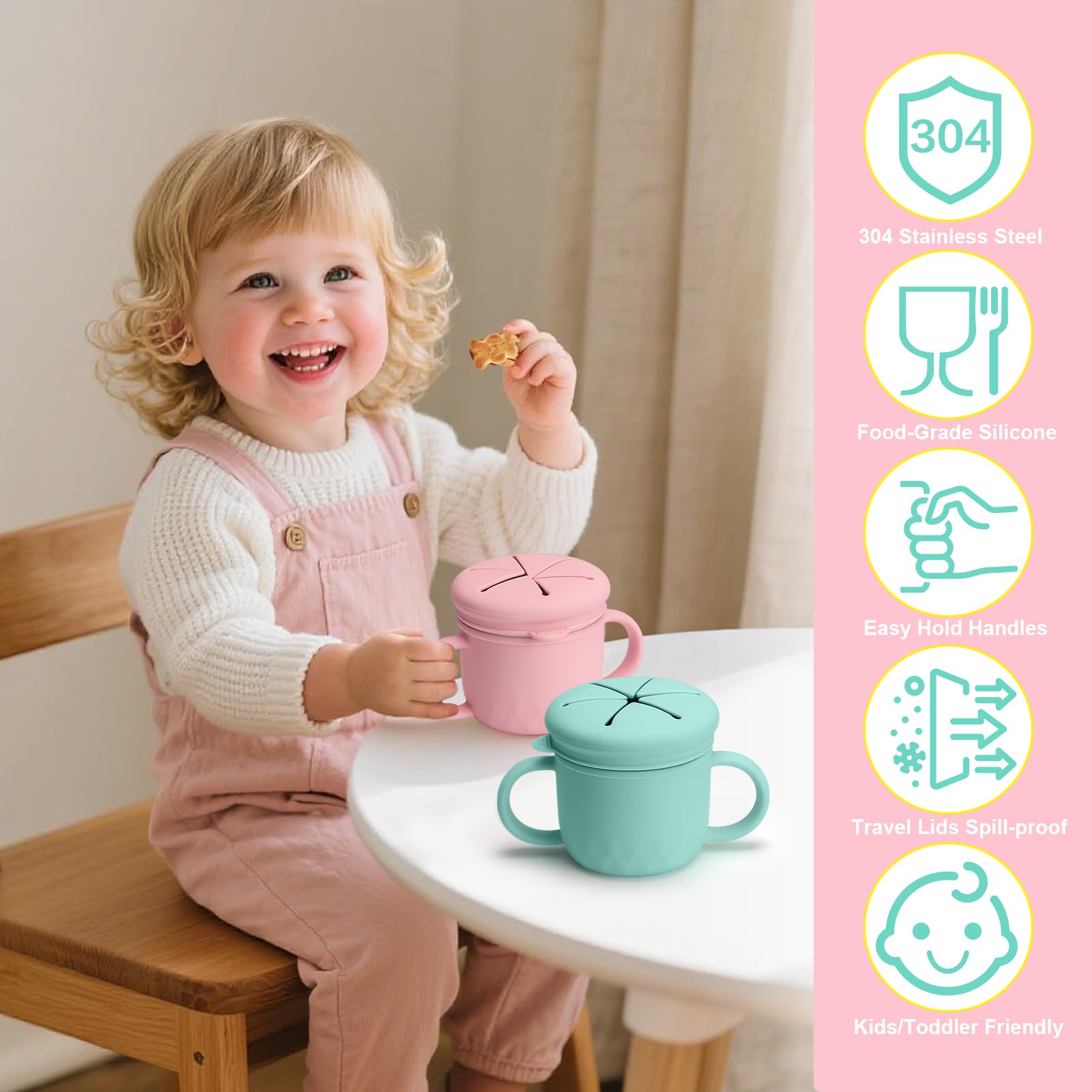 Ubisye 2-pack gift-ready snack cups for toddlers