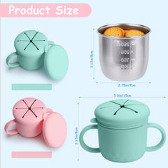 Ubisye stainless-steel-bowl snack cups durable snack storage for toddlers
