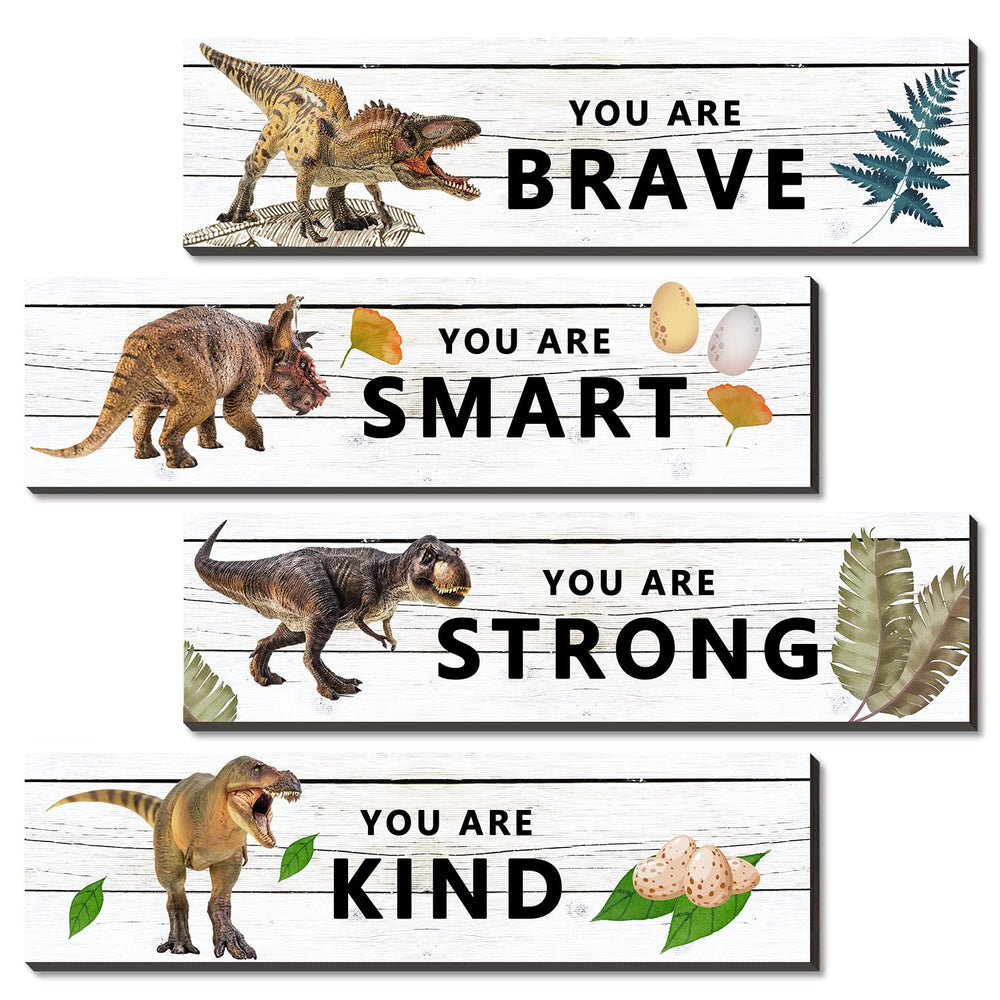 UBLURO dinosaur wall art 4-piece set adds playful motivation to kids' rooms.