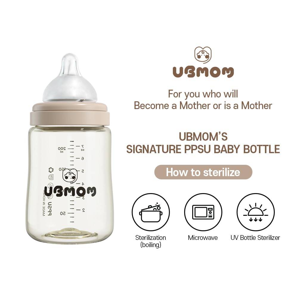UBMOM 280ml Choco bottle shows capacity and color for daily feeding