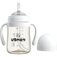 UBMOM Cloud no-spill sippy cup close-up shows the leak-proof backflow disk
