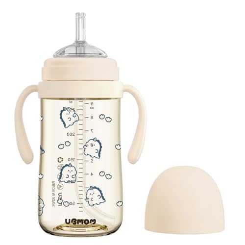 UBMOM Daino Beige leak-proof sippy cup front view for mess-free feeding.