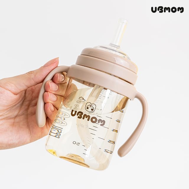 UBMOM No-Spill Sippy Cup flexible straw supports comfortable drinking learning.