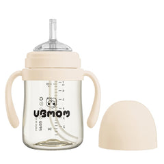 UBMOM Sippy Cup beige front view highlighting spillproof design for toddlers