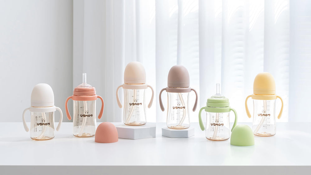 UBMOM Sippy Cup Melon 360-rotary-handle supports safe, flexible grip