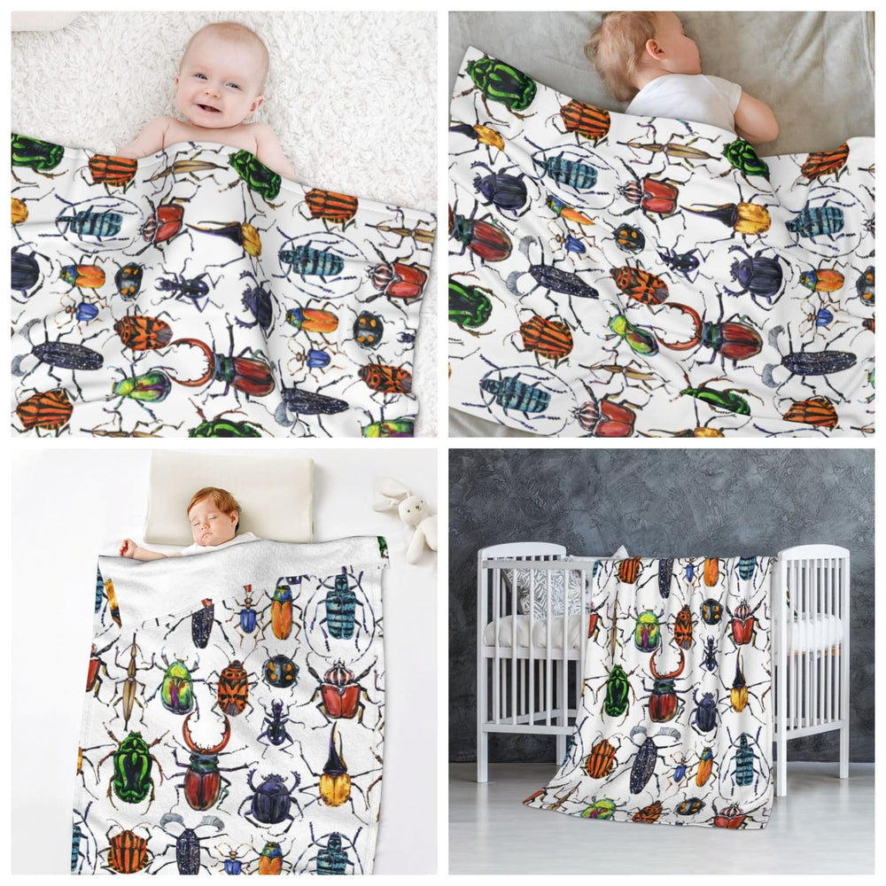 ubnlkto beetle baby blanket crib-30x40 with vibrant bug print for visual play