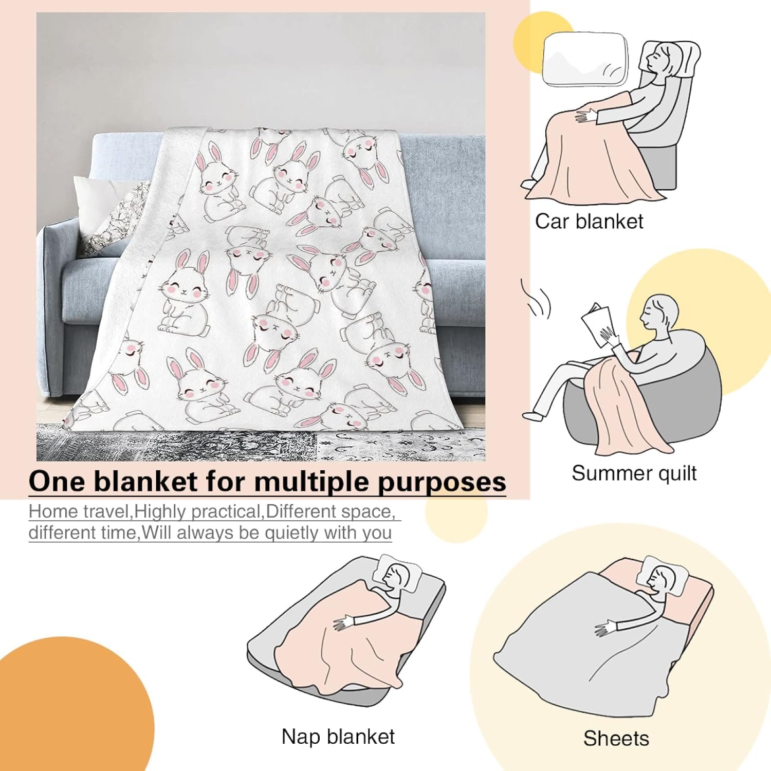 ubnlkto Bunny Easter Blanket in crib demonstrates 30x40 size for newborns