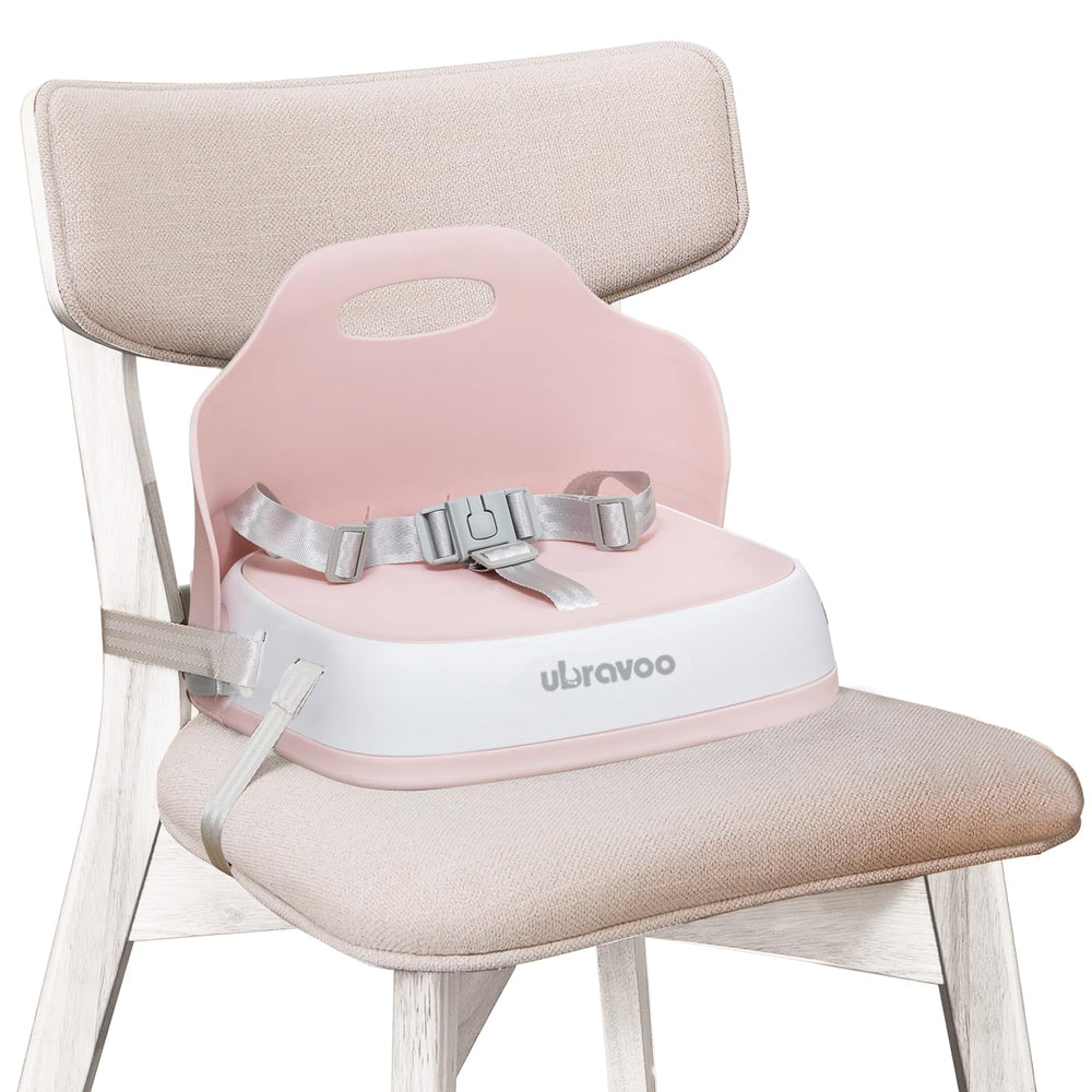 UBRAVOO adjustable-height booster seat option fits growing child.