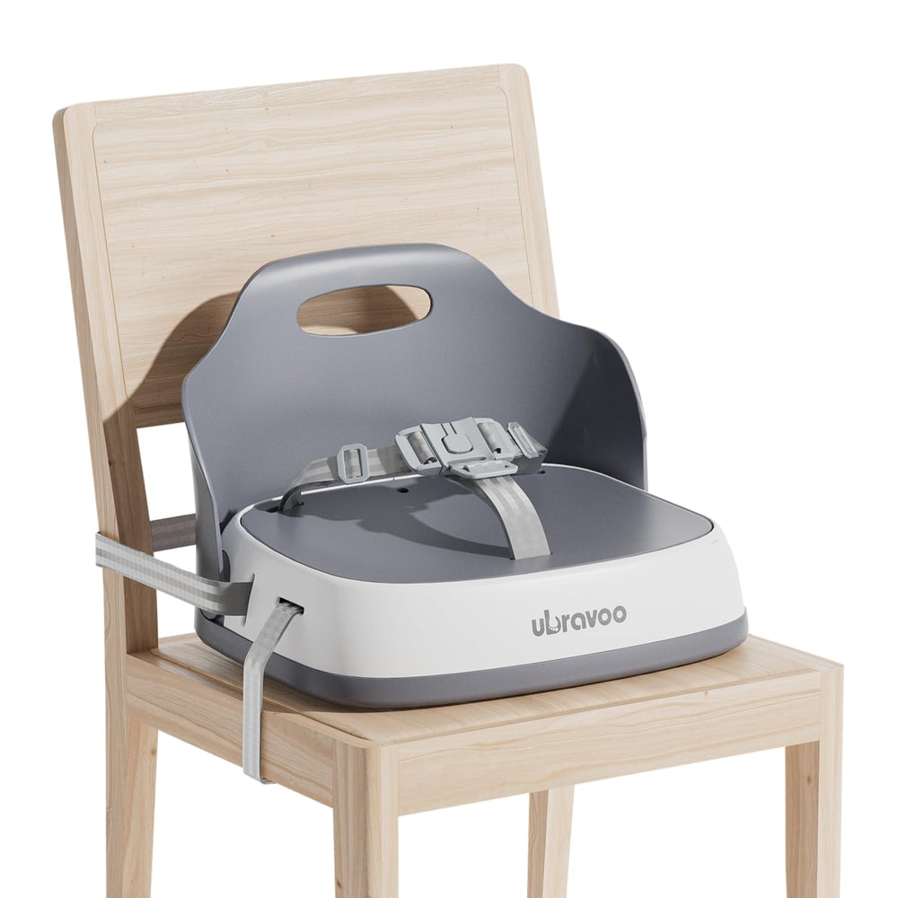 UBRAVOO baby booster seat grey with tray for mess-free meals