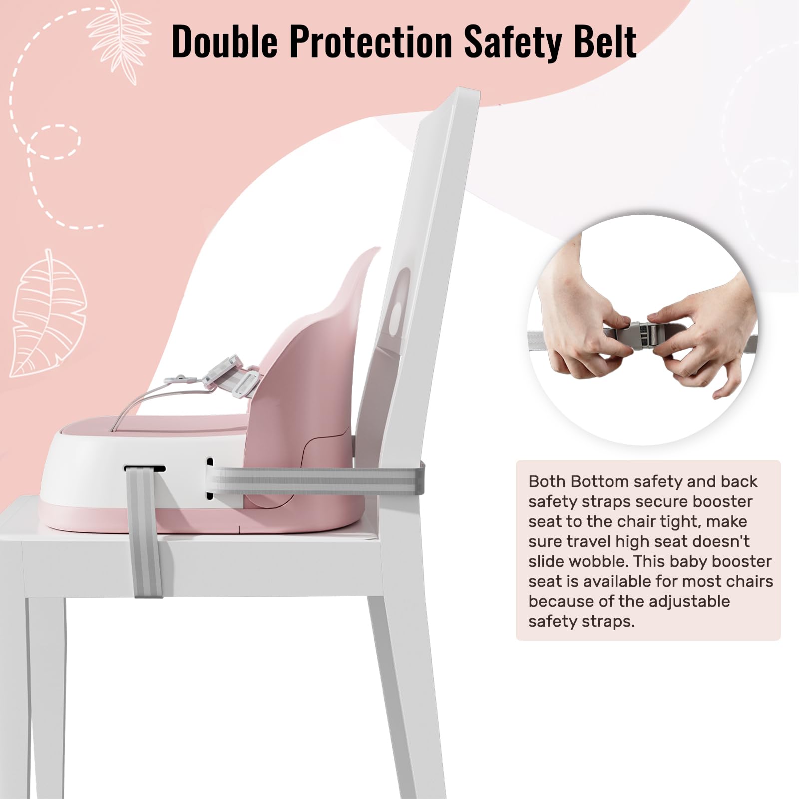 UBRAVOO baby booster seat harness 3-point ensures secure seating during feeding.