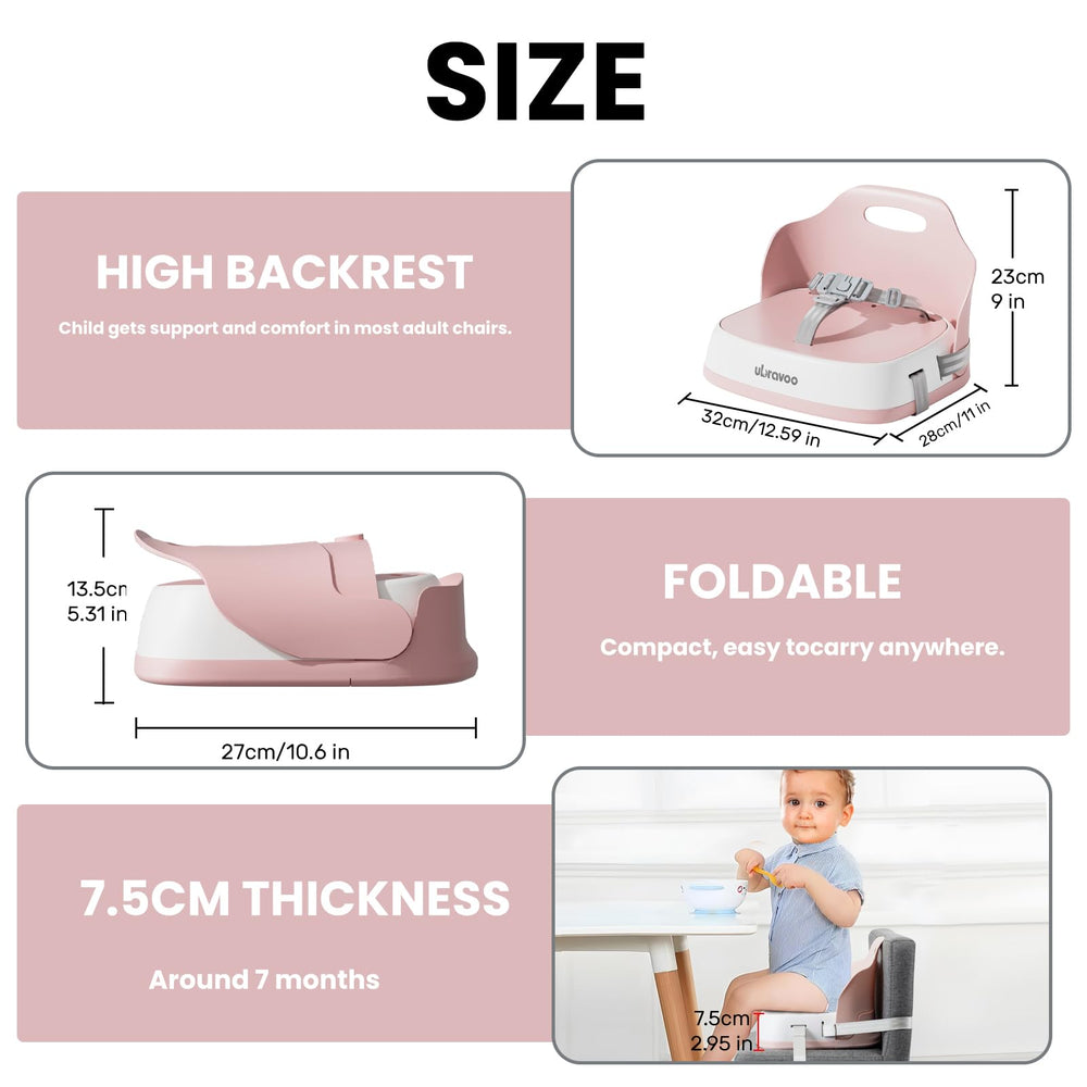 UBRAVOO booster seat in use with a toddler captures active mealtime moments.