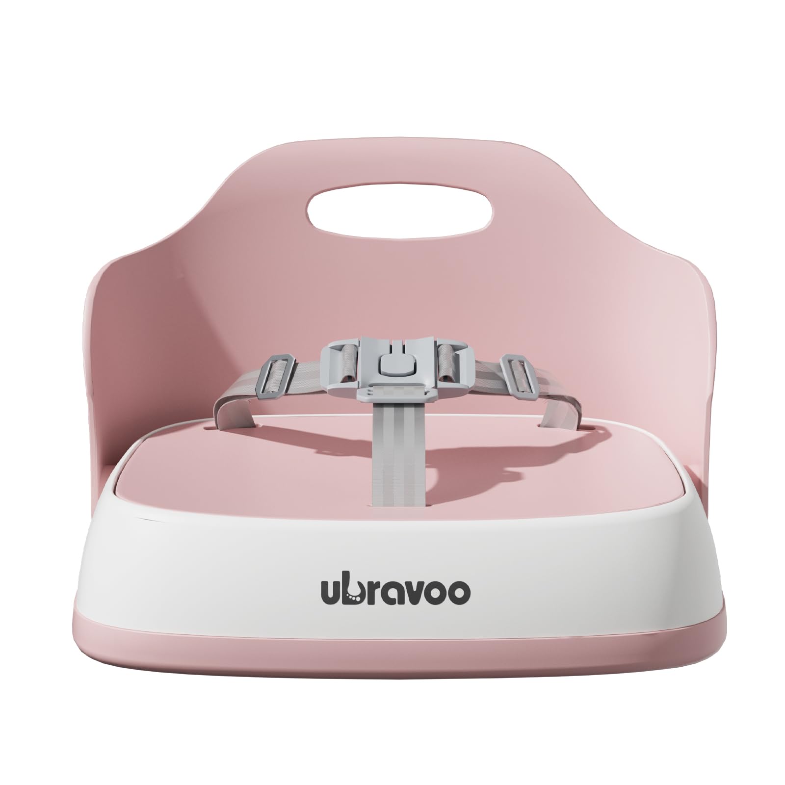 UBRAVOO booster seat packaging highlights easy setup and travel readiness.