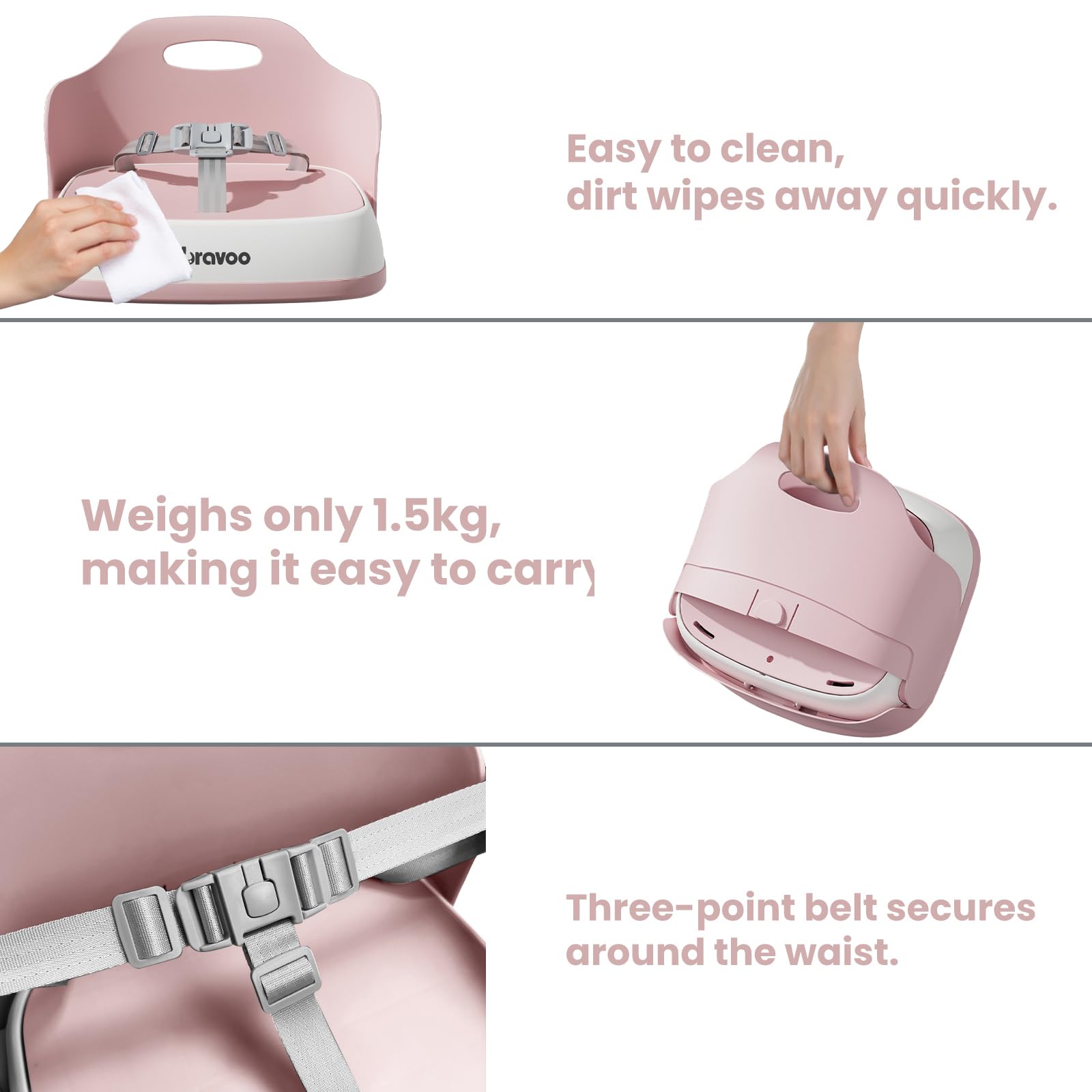UBRAVOO waterproof seat pad aids quick, mess-free cleaning after meals.