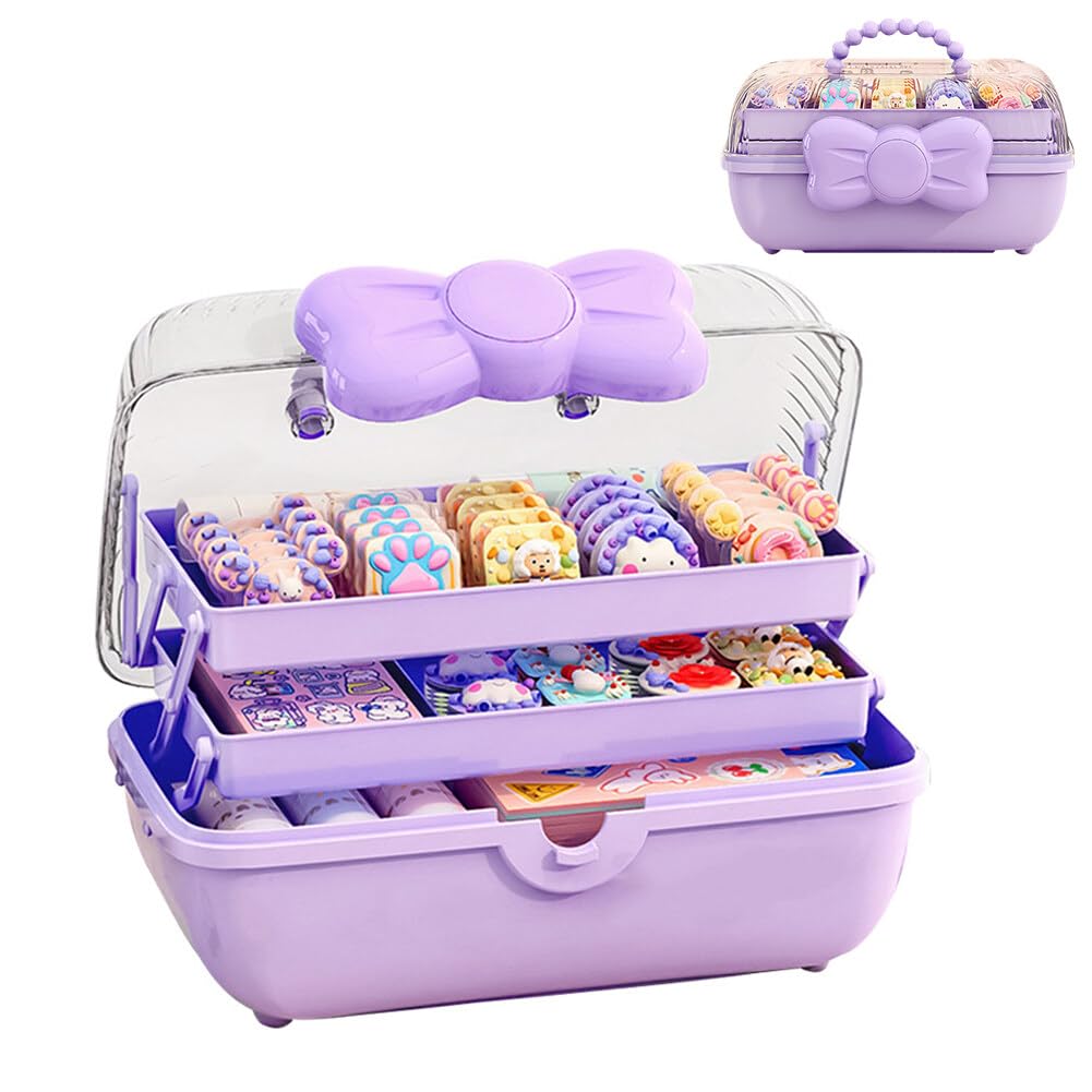 UEncounter Bowknot hair accessories organizer box purple front view aids tidy dressing