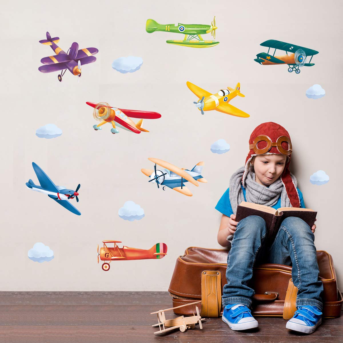 ufengke aircraft wall decals diy-layout flexible to customize room art