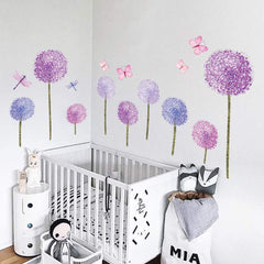 ufengke purple dandelions wall art brightens living rooms with warm tones.