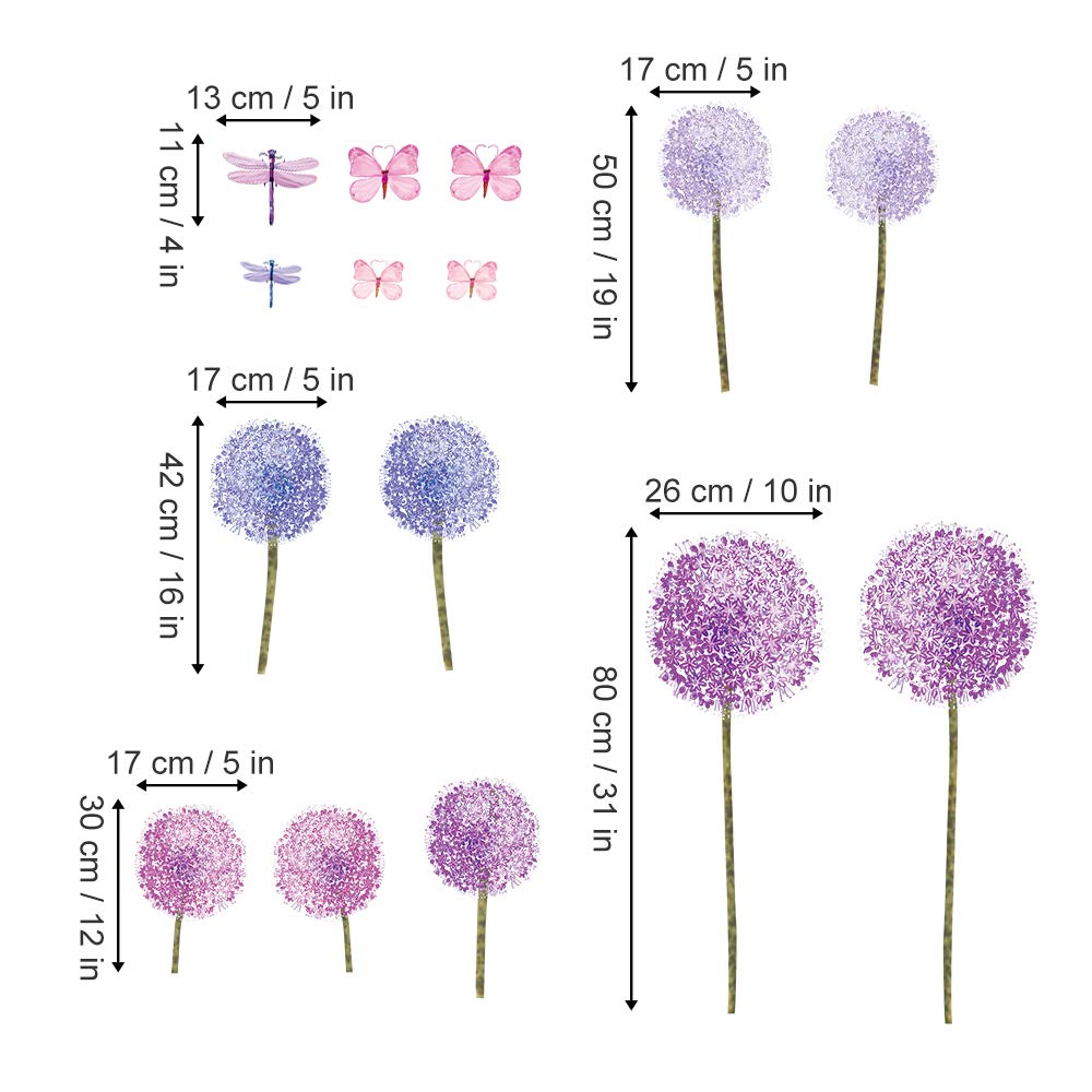 ufengke dandelions and butterflies wall sticker applied to a wall for quick decor.