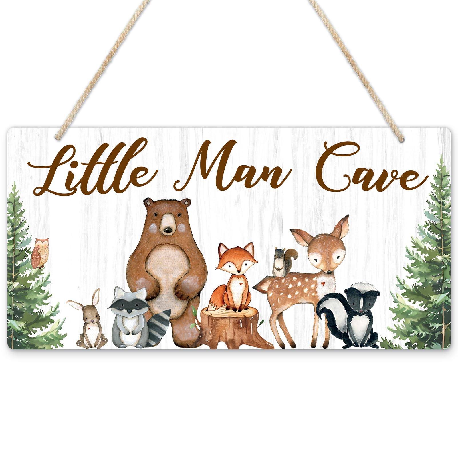 Uflashmi wood-man-cave-sign with woodgrain adds rustic nursery charm.