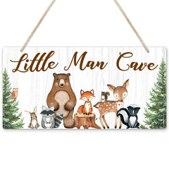 Uflashmi wood-man-cave-sign with woodgrain adds rustic nursery charm.