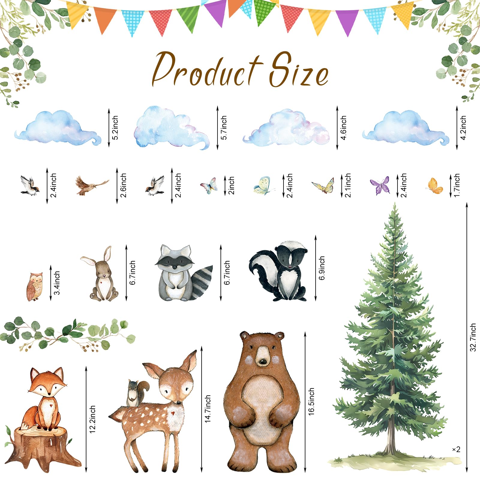 Uflashmi woodland animal nursery decal set featuring fox design