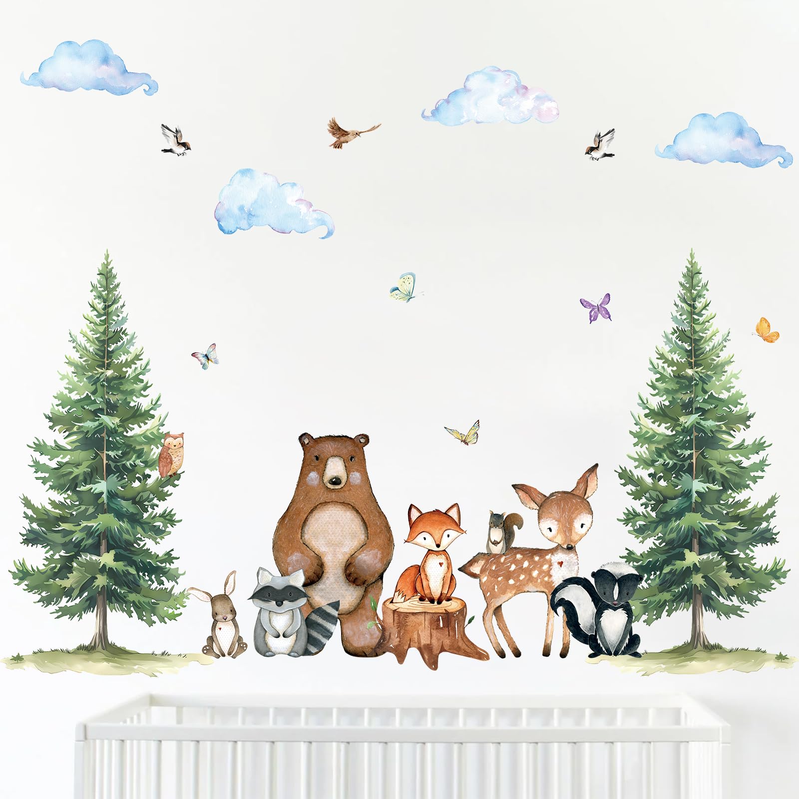 Uflashmi forest wall decor for baby room creates safe removable art