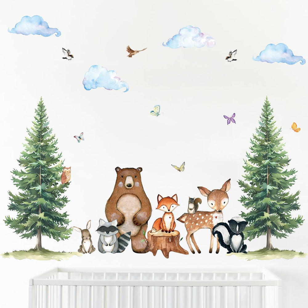 Uflashmi forest wall decor for baby room creates safe removable art