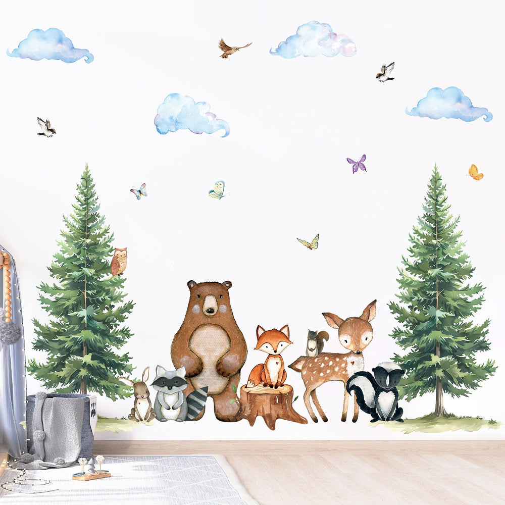 Uflashmi woodland nursery wall sticker uses three sheets for layout