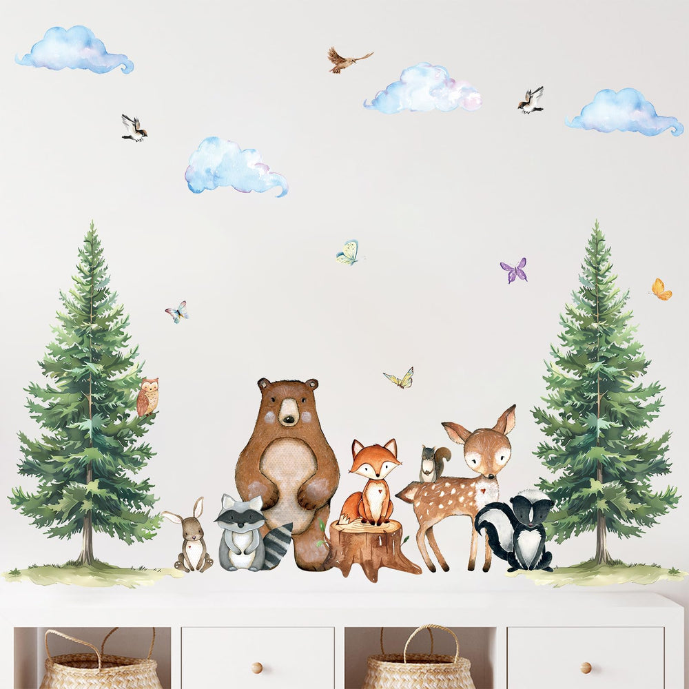 Uflashmi woodland nursery wall decal forest animals for playful baby room decor