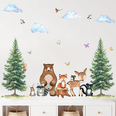 Uflashmi woodland nursery wall decal forest animals for playful baby room decor