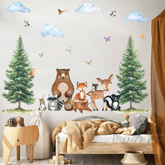 Uflashmi woodland wall stickers with clouds and birds brighten kids room