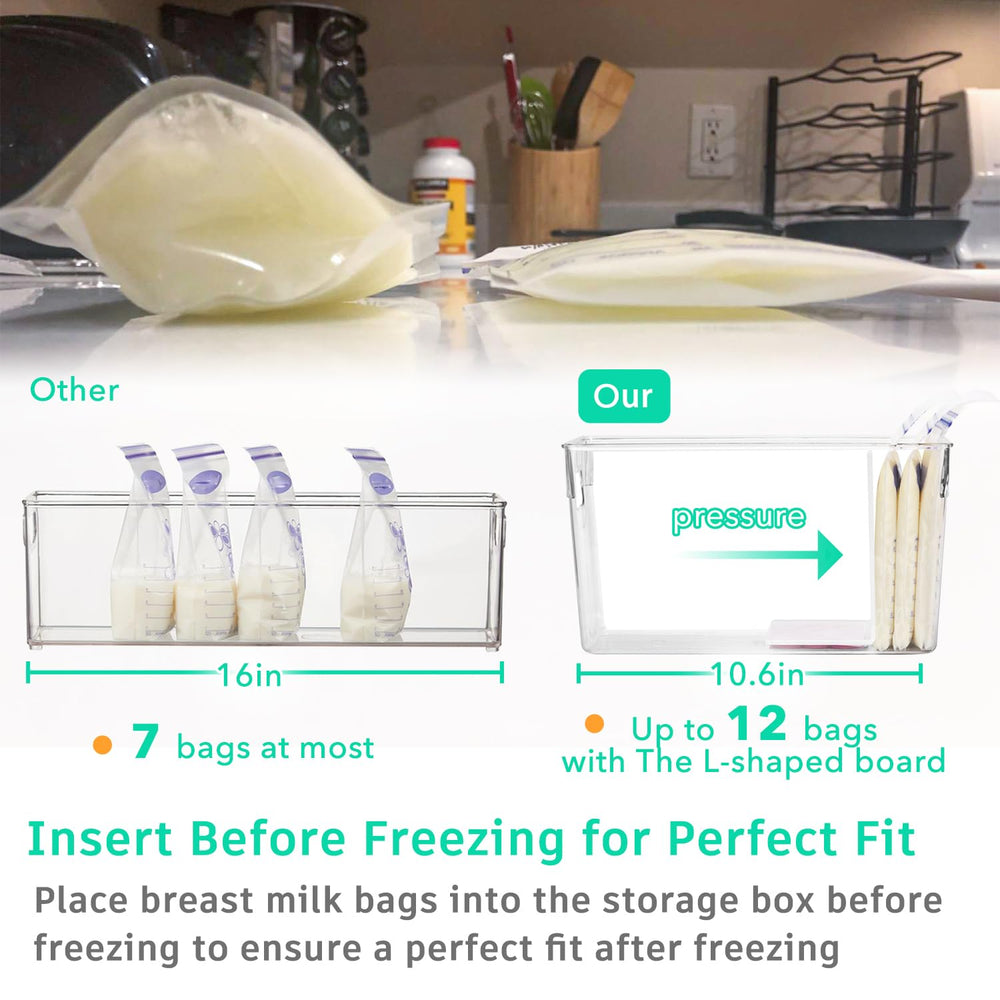 Ugotfeels suction cups with dividers push milk bags upright saves space.