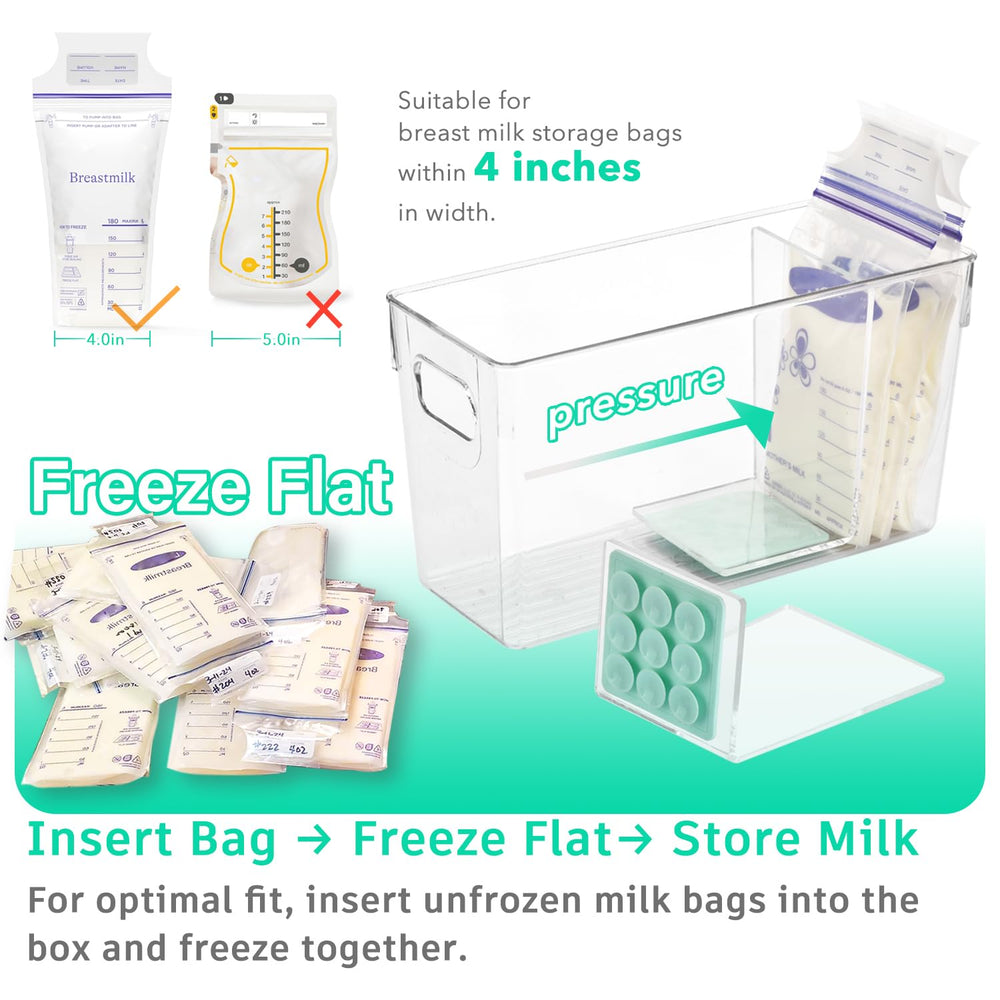 Ugotfeels standing milk bags organizer bin for easy access and compact fridge use.