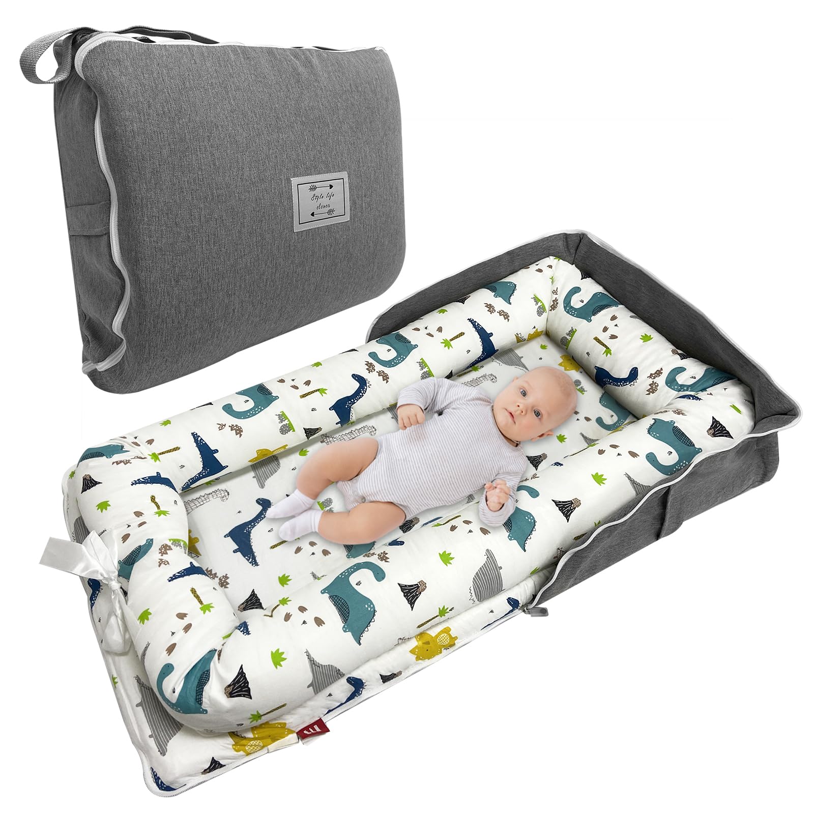 UGRASEA Baby Lounger close-up on soft cotton fabric for gentle skin comfort.
