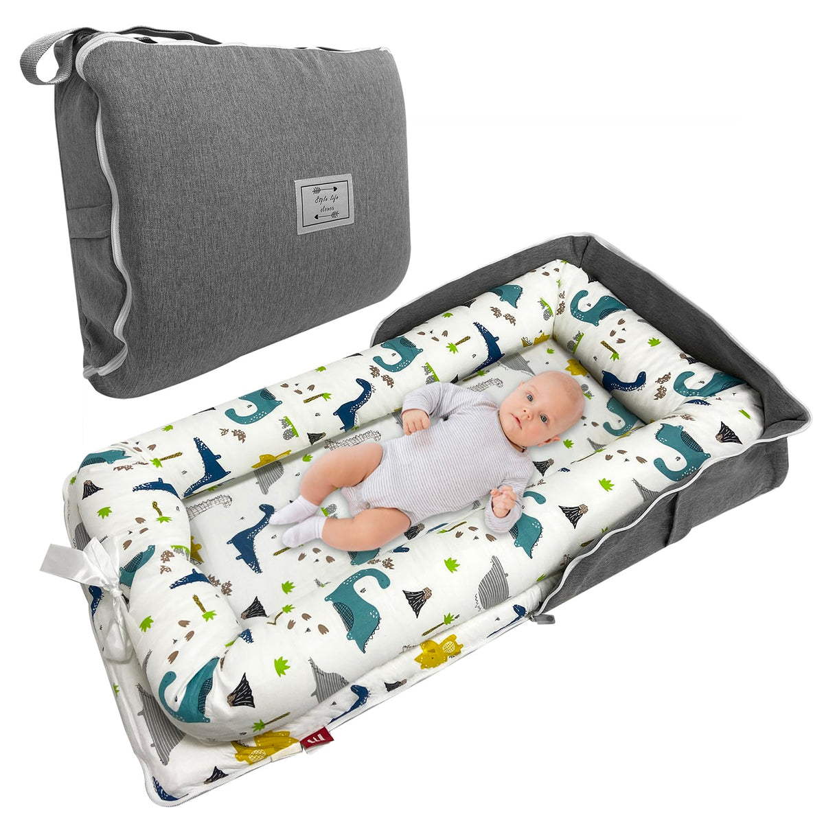 UGRASEA Baby Lounger close-up on soft cotton fabric for gentle skin comfort.