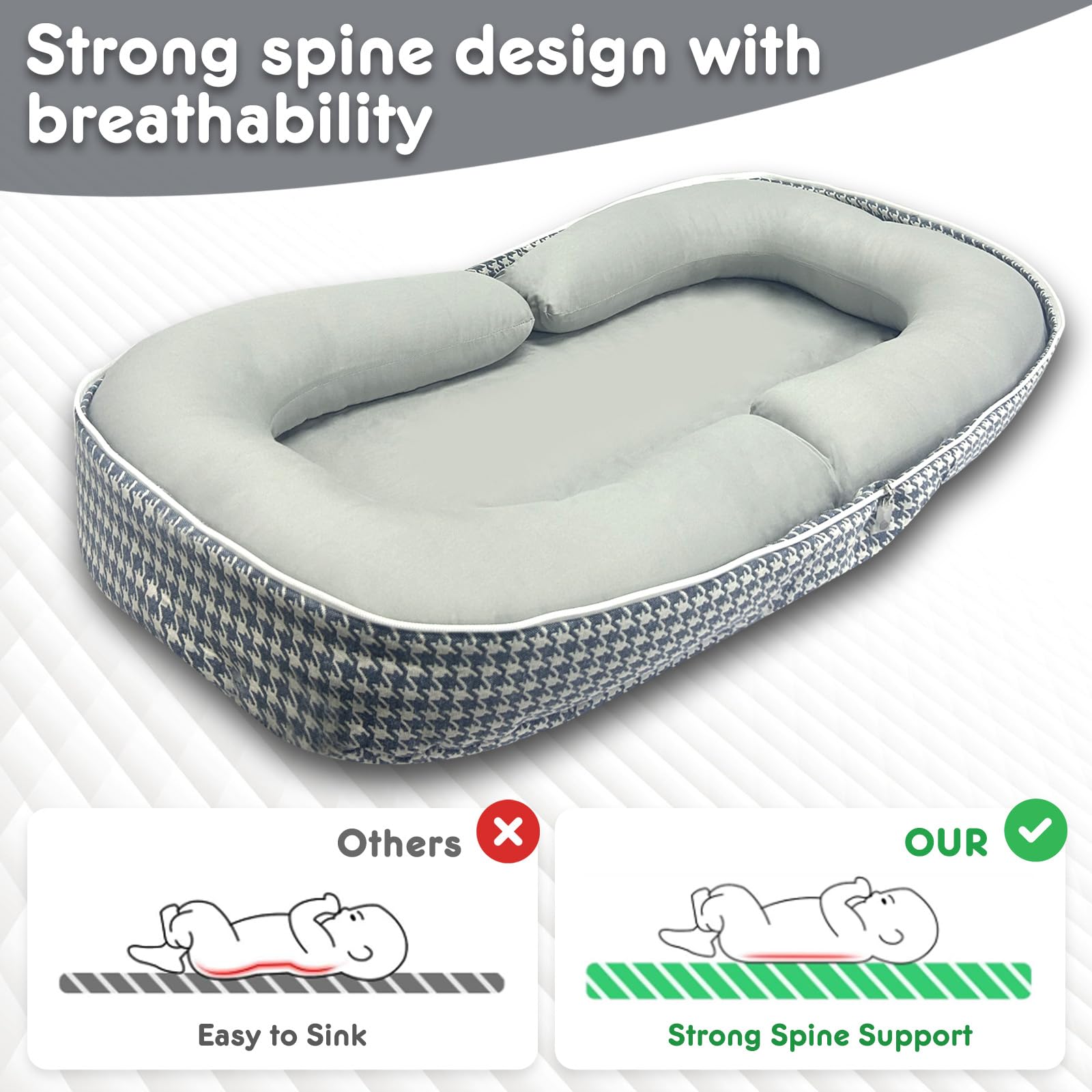 UGRASEA baby-lounger easy-clean-zipper allows quick removal for laundry