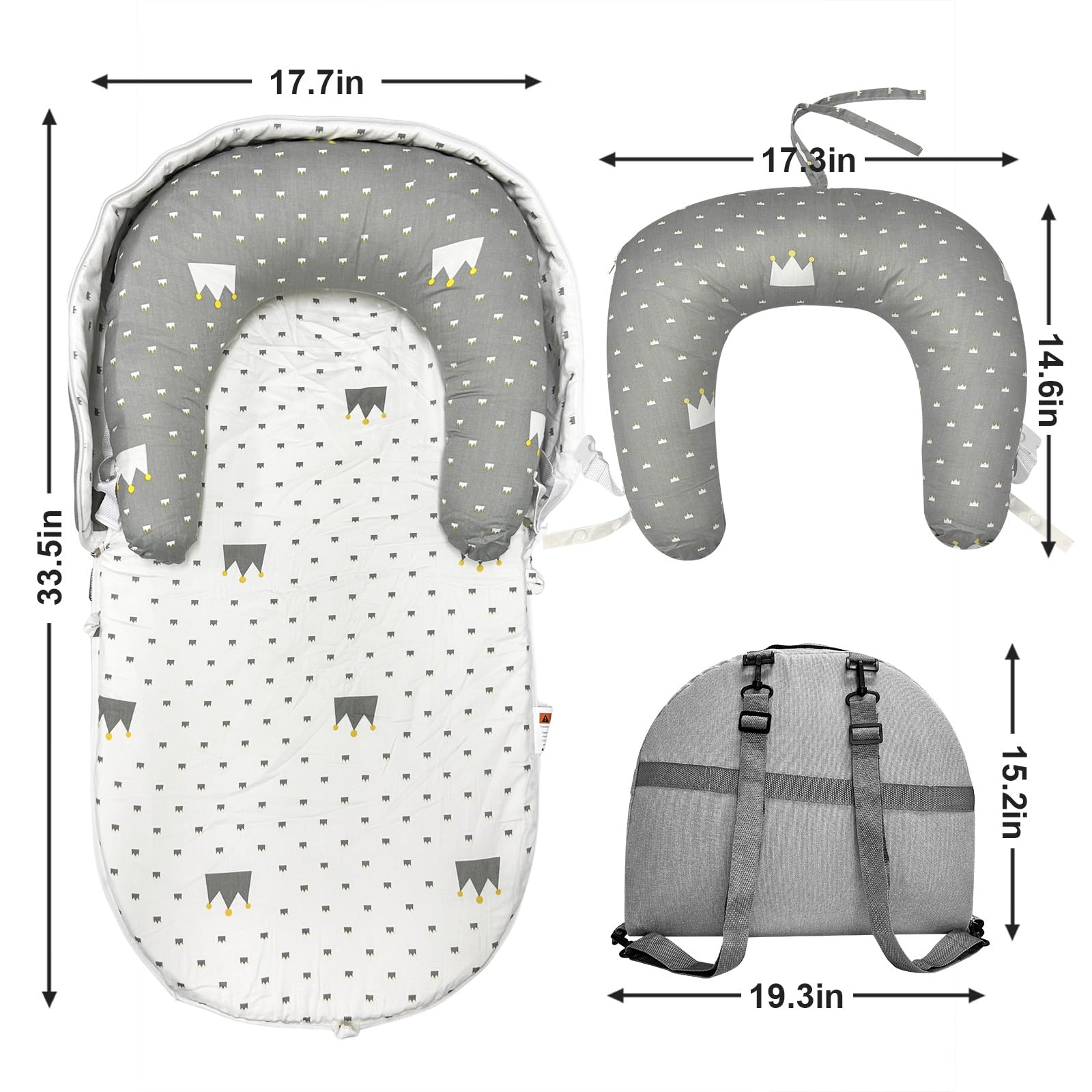UGRASEA baby lounger open cover showing breathable cotton fabric for sensitive skin
