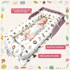 UGRASEA baby lounger pink zoo fabric close-up highlights soft cotton texture